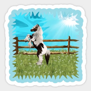 The Vanner Horse On a Heavenly Field of Daisies Sticker